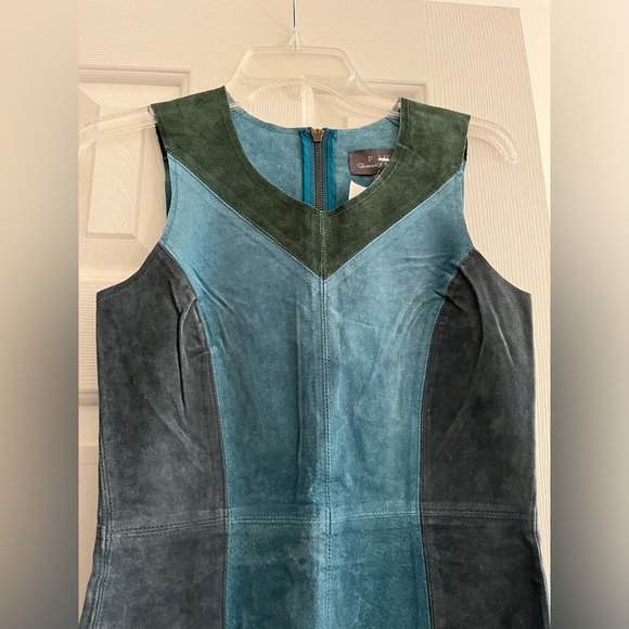 # 131 New PJK 100% Leather Color-Block Dress - Picture 3 of 8